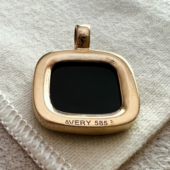 14k gold James Avery onyx black square chiclet-shape, generous think bale LUXURY - Picture 9 of 14